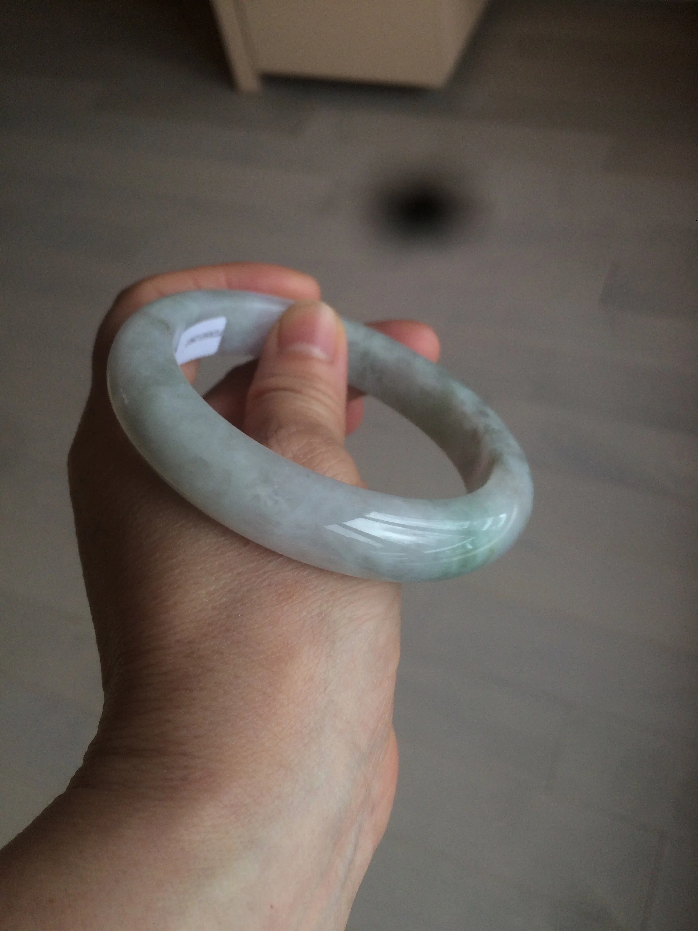 61.8 mm certified type A 100% Natural light green/white/purple chubby Jadeite Jade bangle BH44-2807