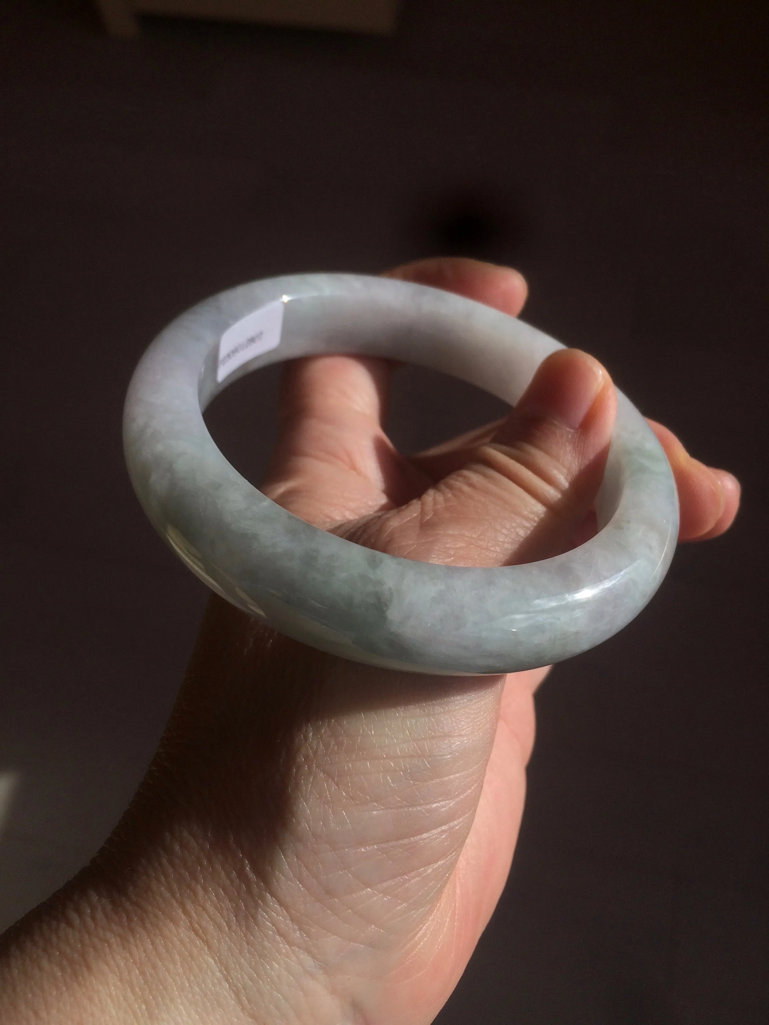 61.8 mm certified type A 100% Natural light green/white/purple chubby Jadeite Jade bangle BH44-2807