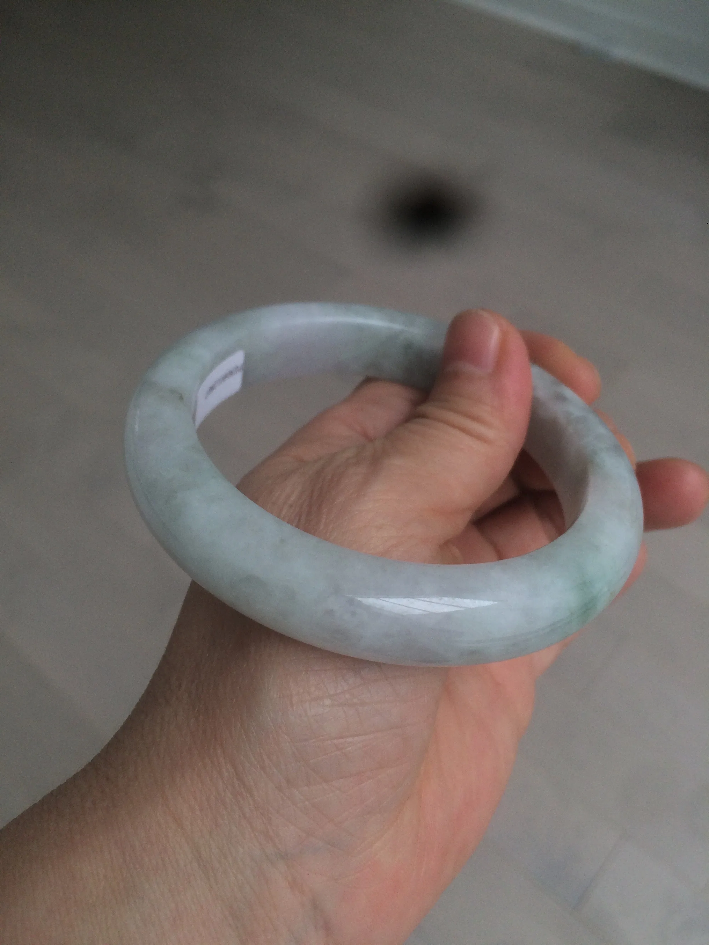 61.8 mm certified type A 100% Natural light green/white/purple chubby Jadeite Jade bangle BH44-2807