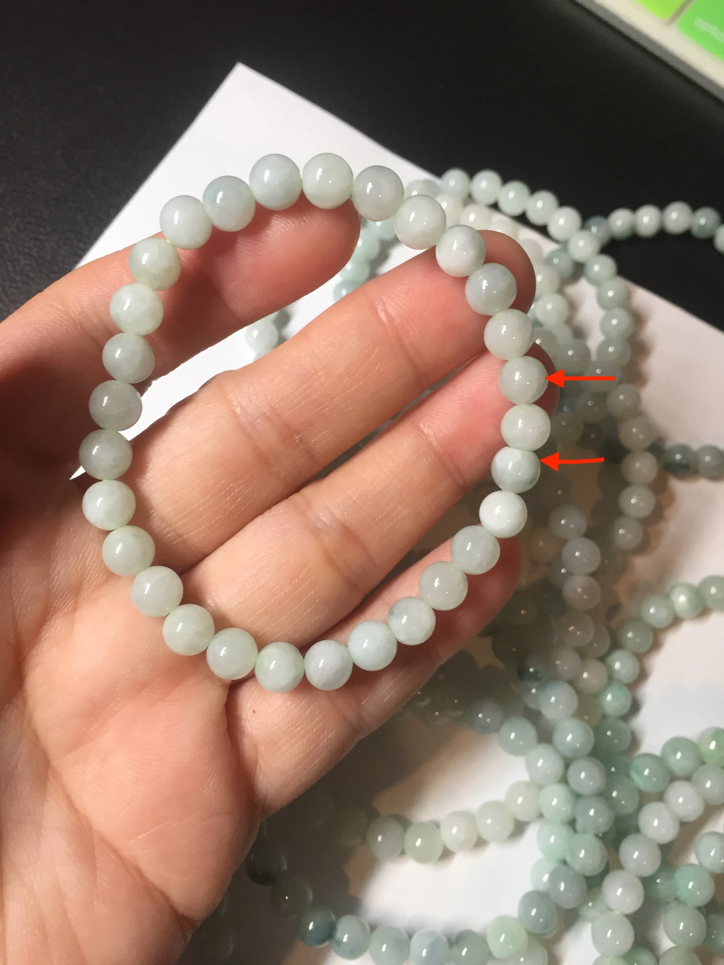 6.3mm 100% natural type A green/white jadeite jade beads bracelet group BK104 added-on item