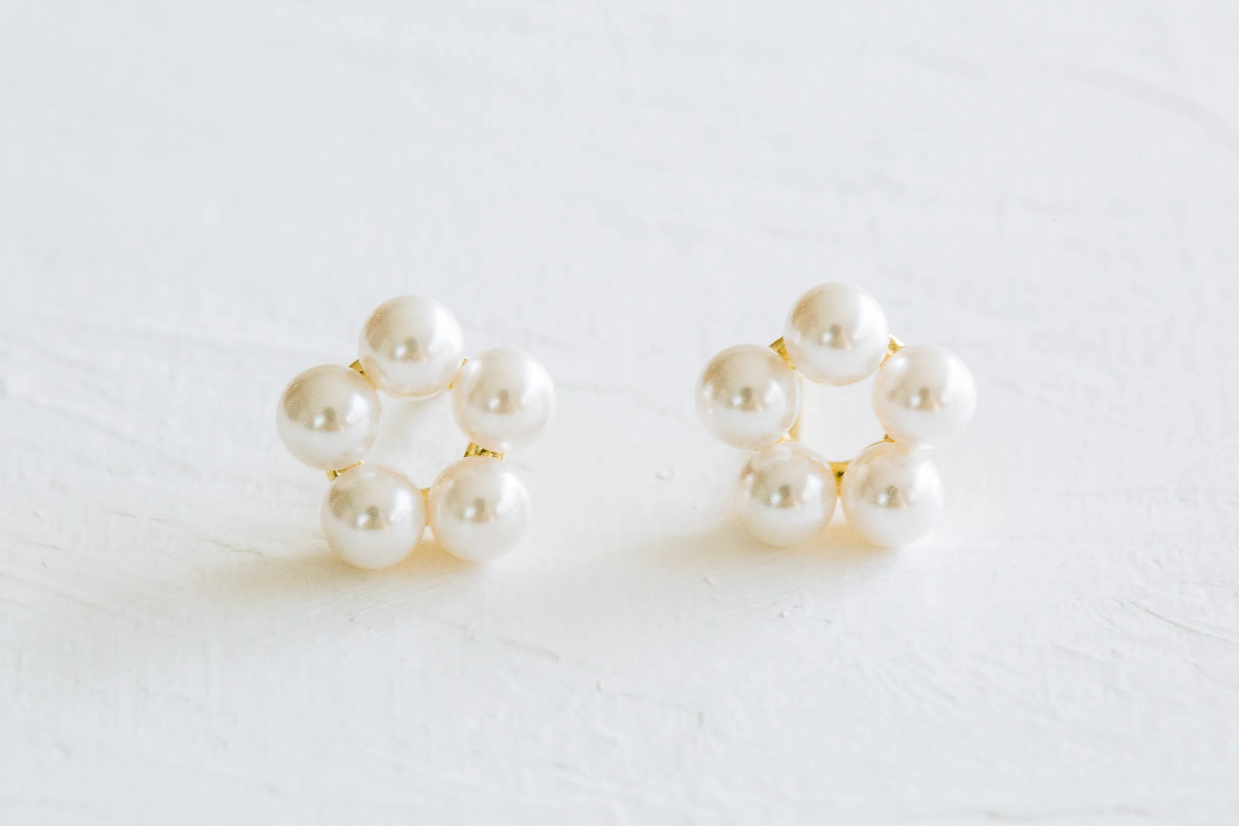 925 Sterling Silver Simulated Pearl Daisy Flower Shape Ear Studs Post Earrings