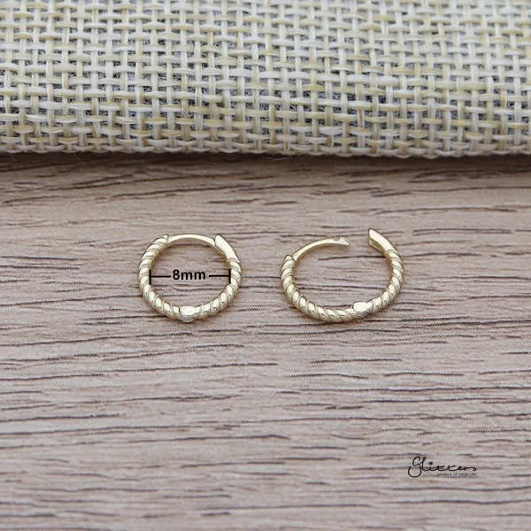 925 Sterling Silver Twist Rope One-Touch Hoop Earrings