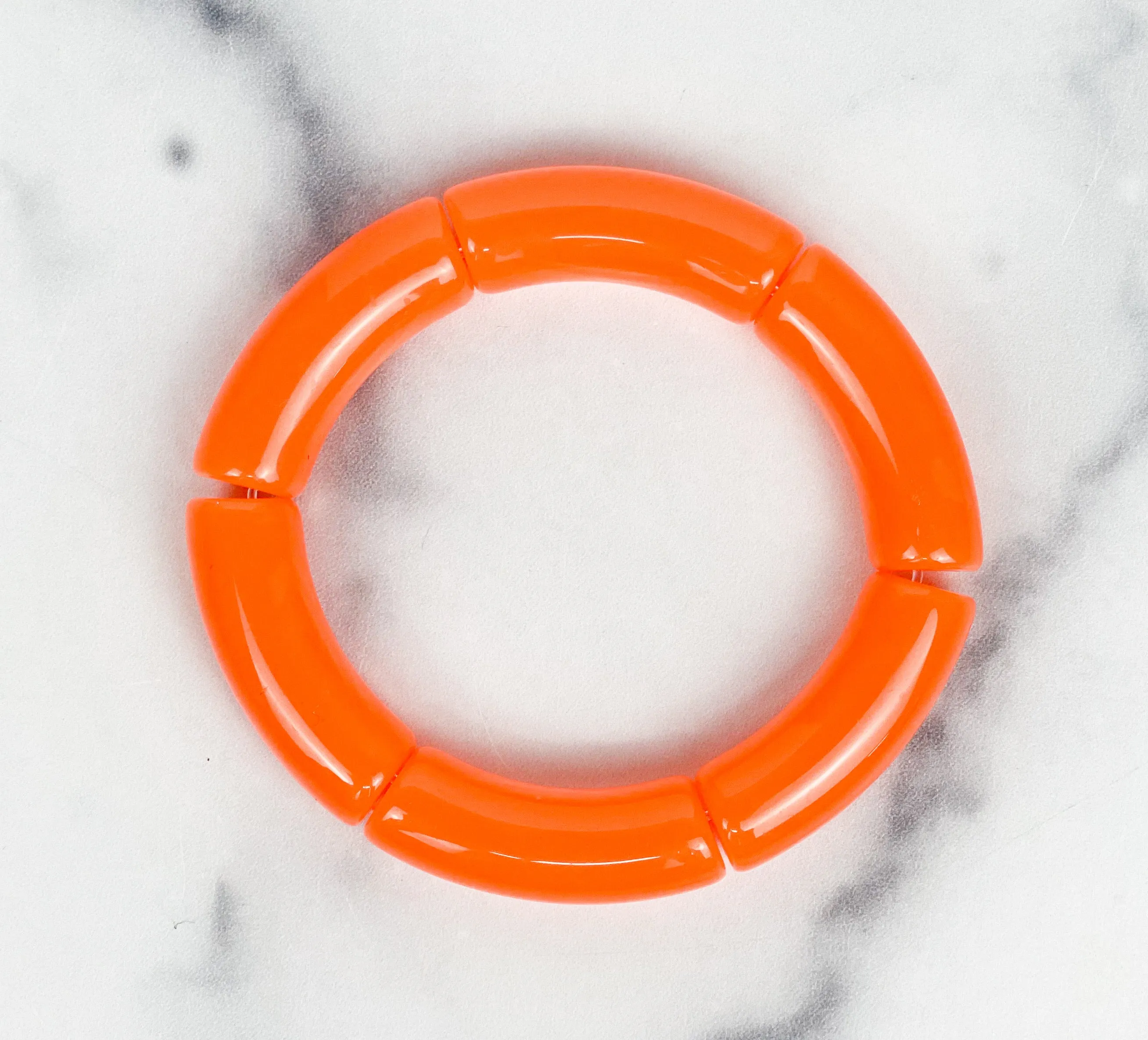 Acrylic Bamboo Bangle Bracelet Neon Orange