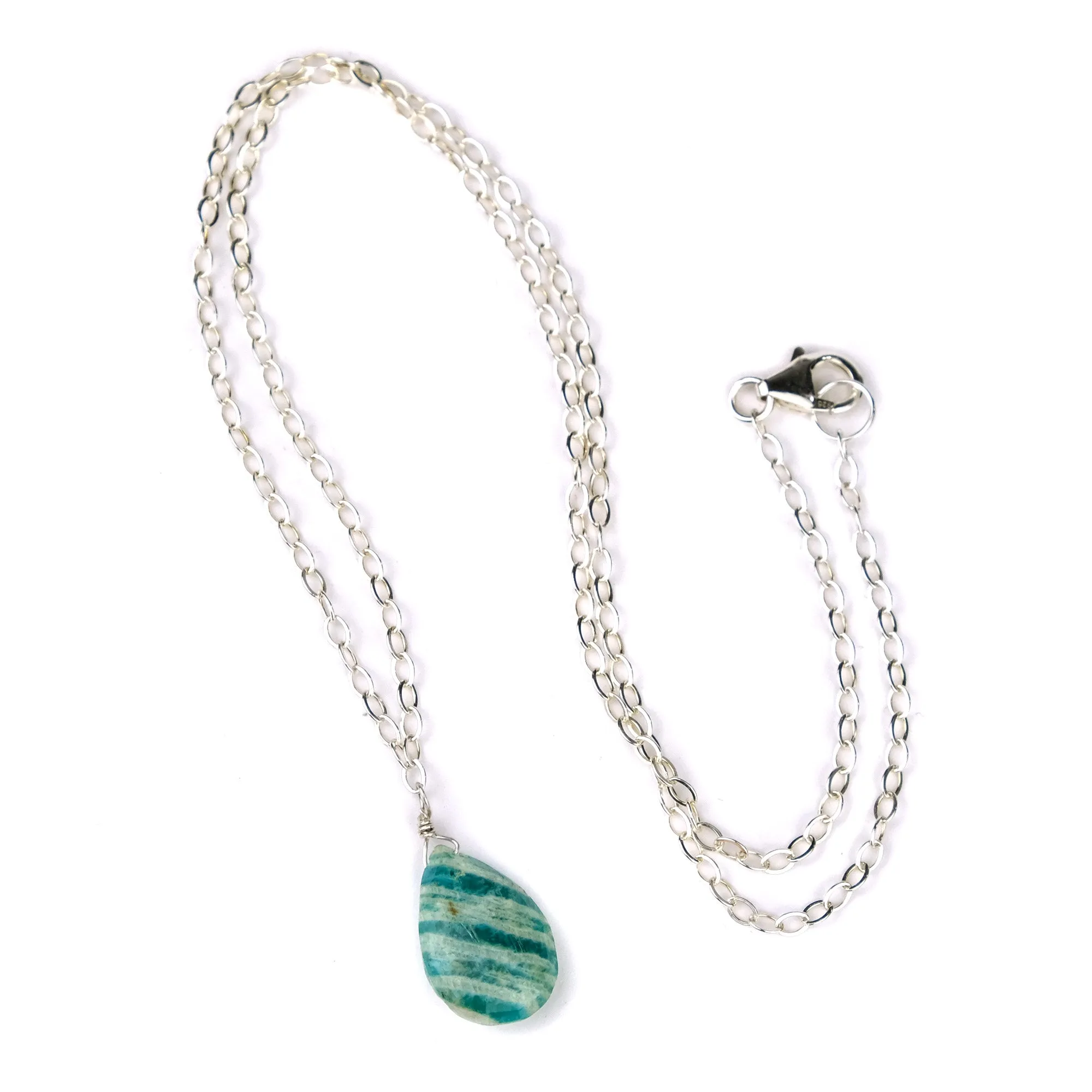 Amazonite Necklace on Sterling Silver Chain With Sterling Silver Trigger Clasp