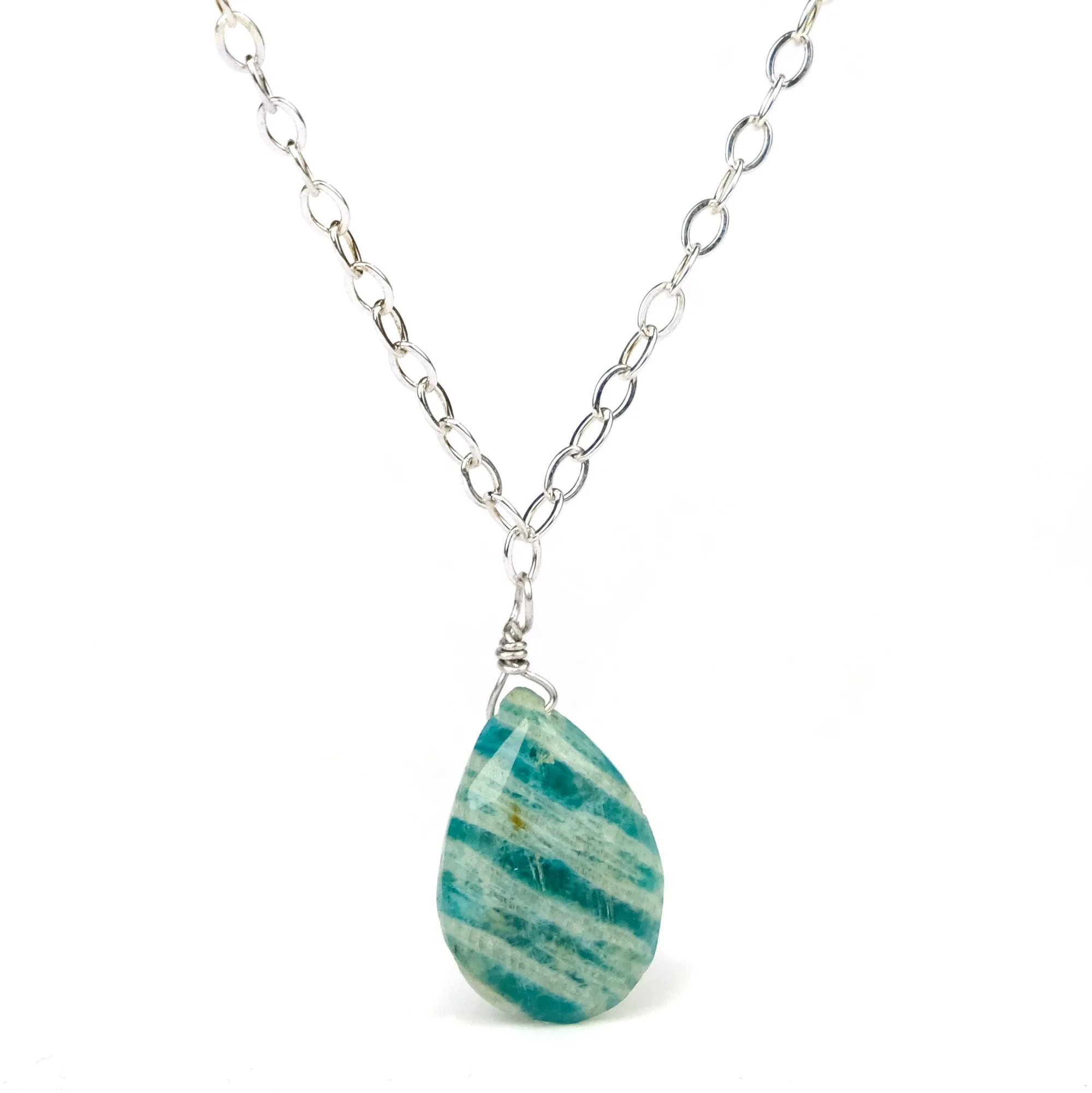 Amazonite Necklace on Sterling Silver Chain With Sterling Silver Trigger Clasp