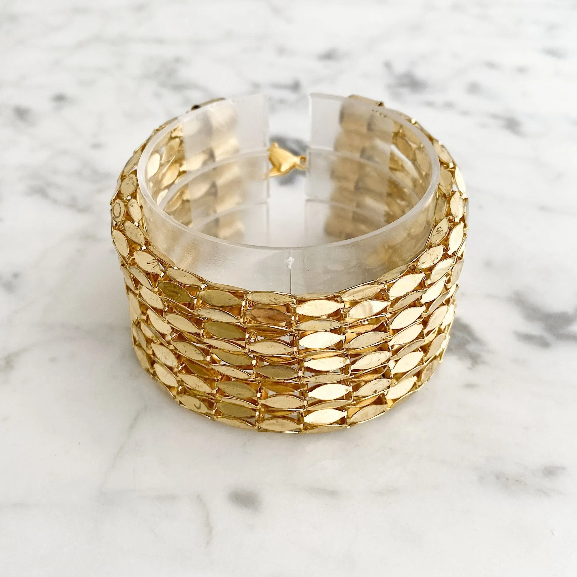 AMILA wide gold mesh chain bracelet