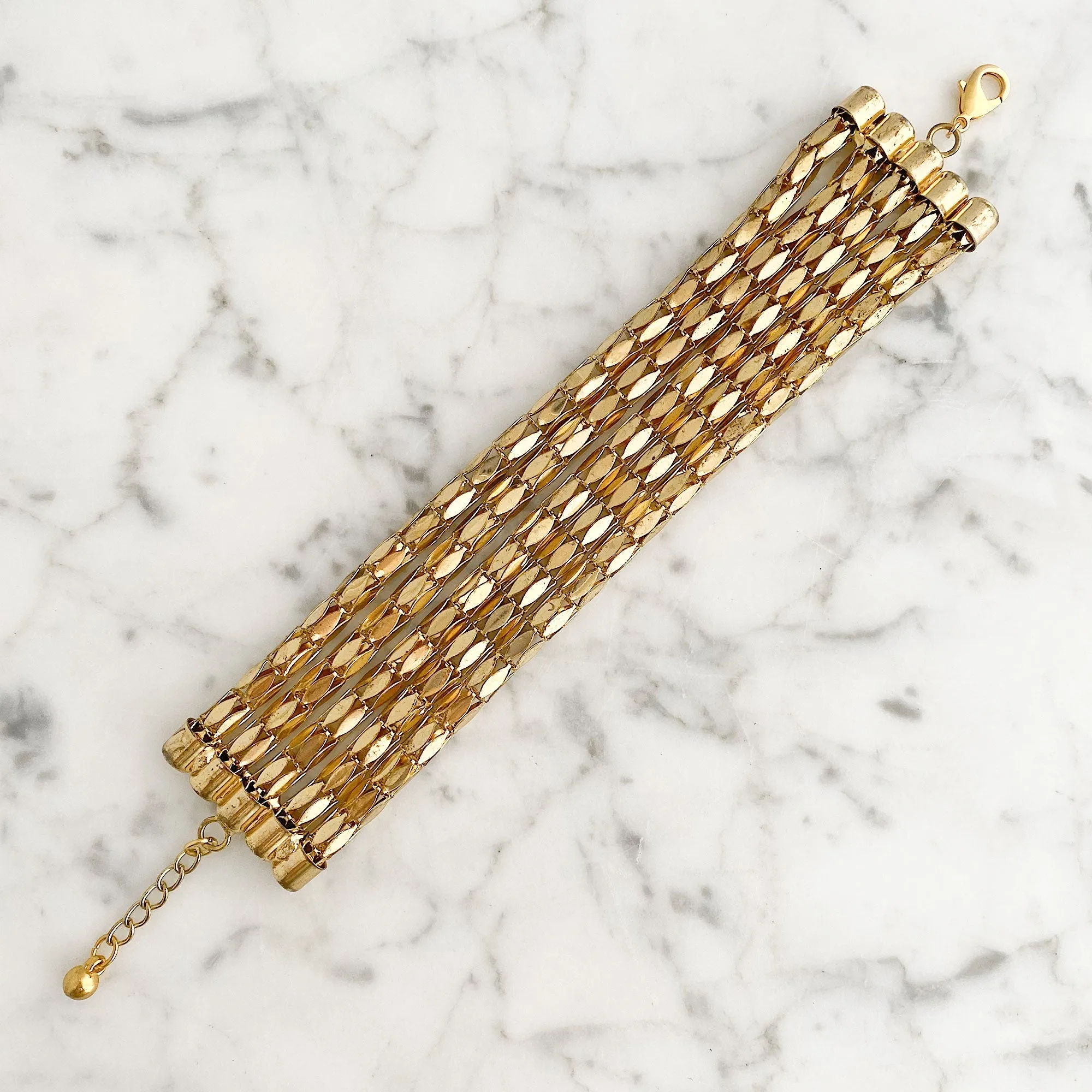 AMILA wide gold mesh chain bracelet