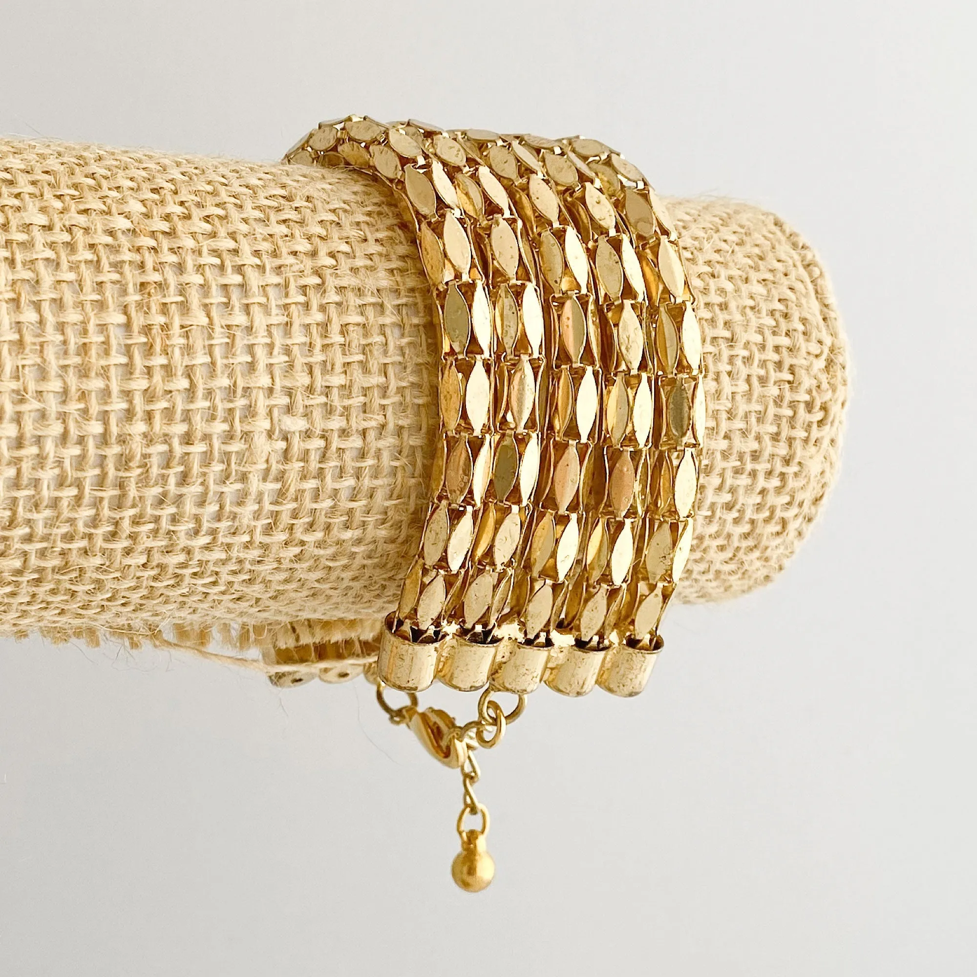 AMILA wide gold mesh chain bracelet