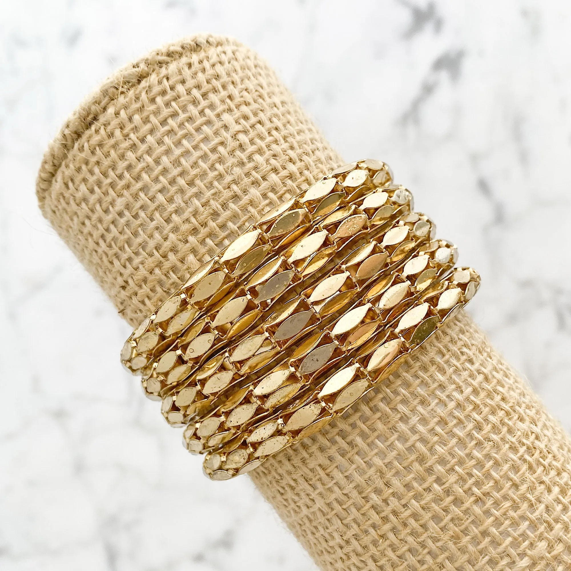 AMILA wide gold mesh chain bracelet