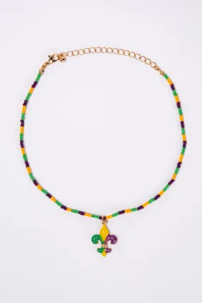 Anastacia Mardi Gras Fleur De Lis Choker Necklace