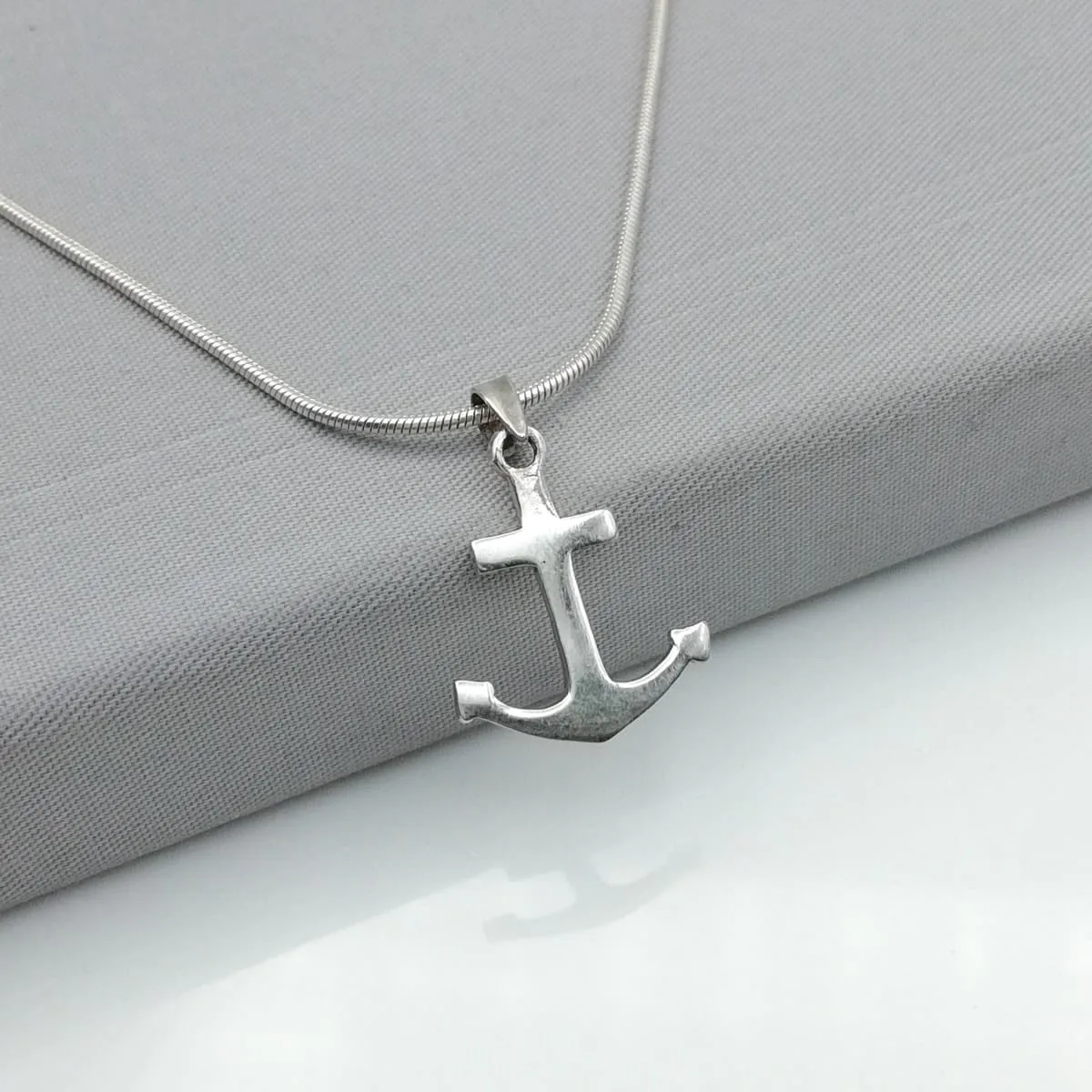 Anchor charm -Sterling silver anchor pendant- Oxidized silver pendant - Silver charm necklace - PD32