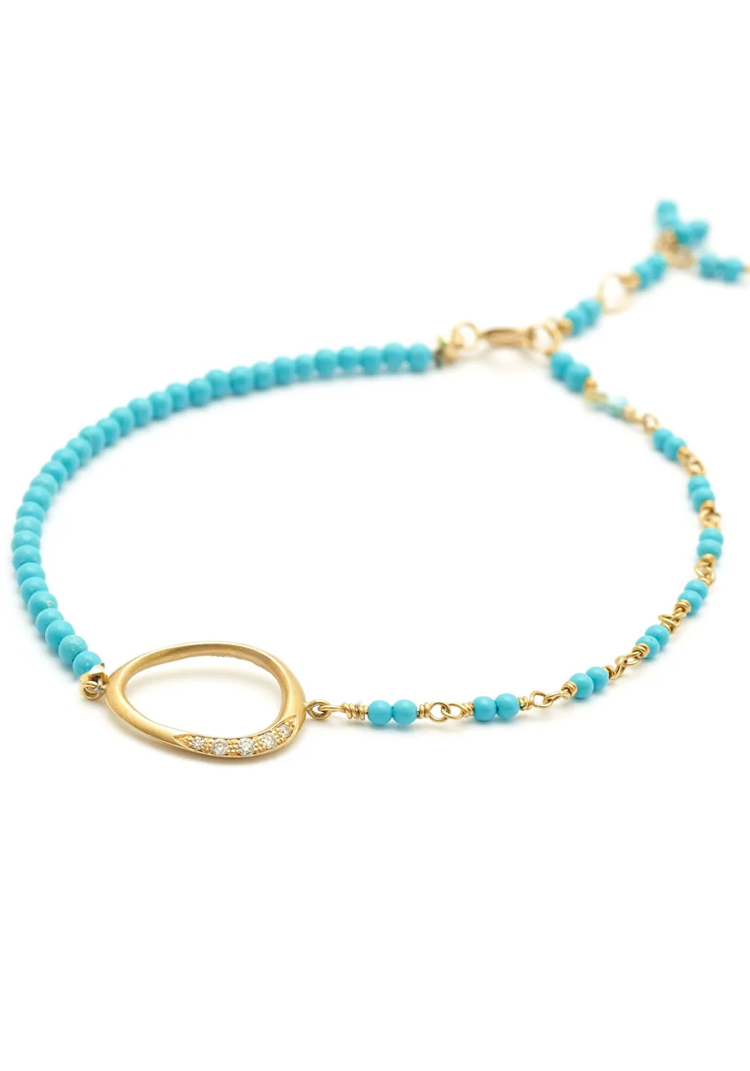 Anne Sportun 18KYG Diamond Flow Turquoise Bead Bracelet