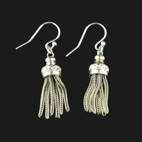 Antique Albertina Fob Tassel Earrings in Silver