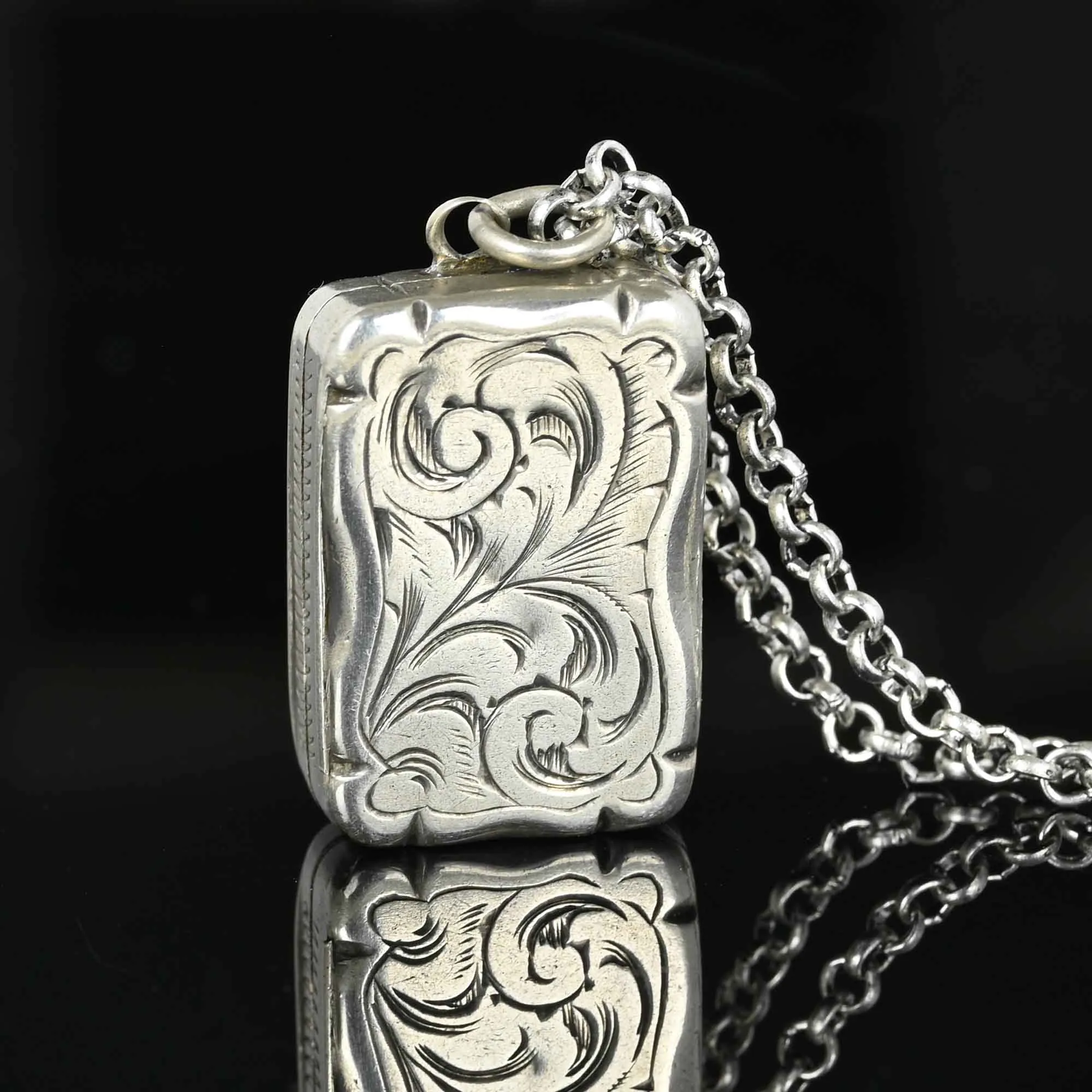 Antique Victorian Silver Vinaigrette Pendant, C 1854