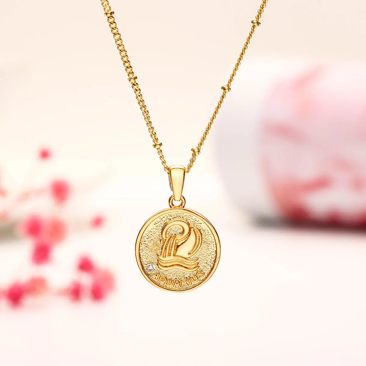 Aquarius Constellation Coin Pendant Necklace