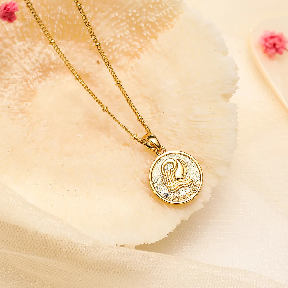 Aquarius Constellation Coin Pendant Necklace