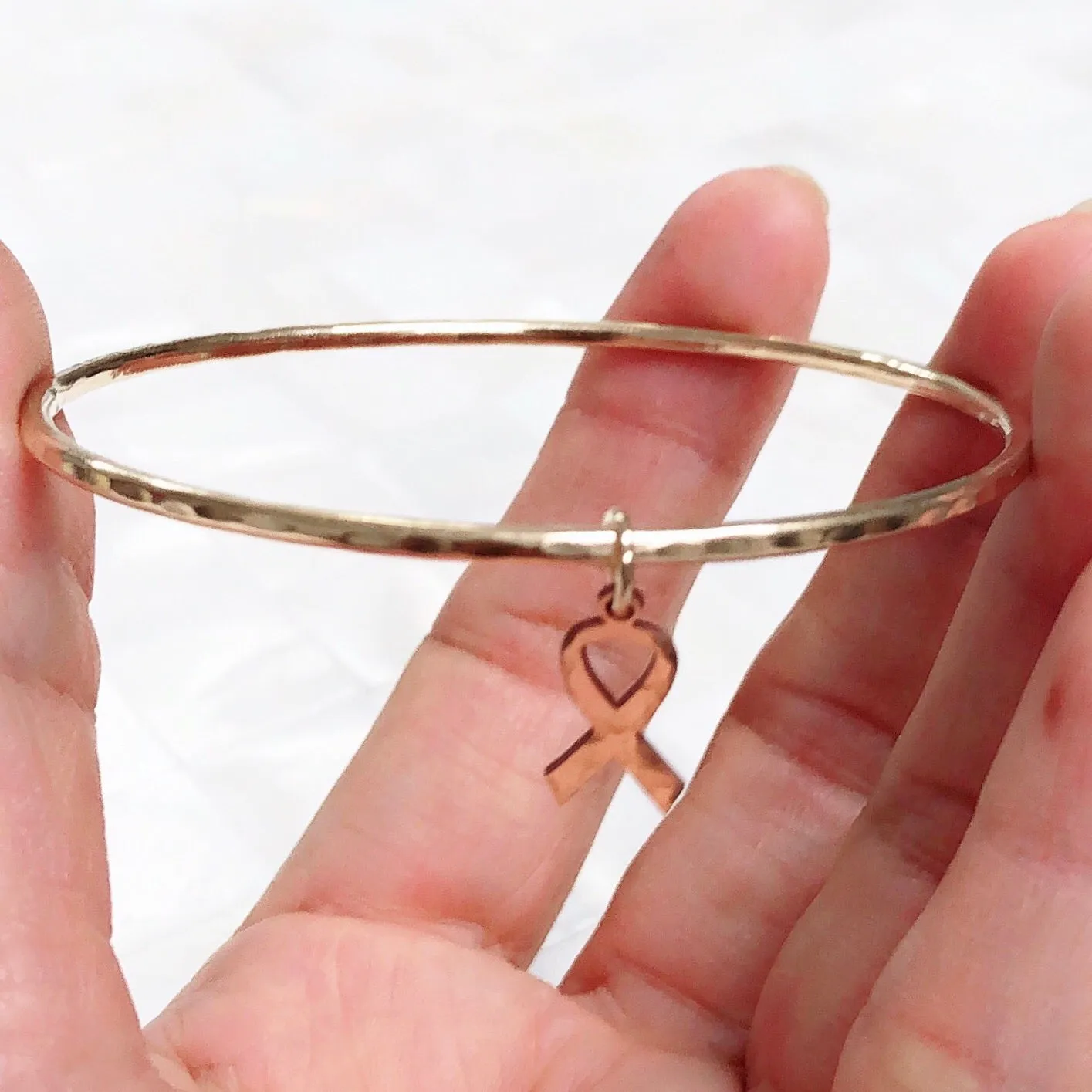 Awareness ribbon charm bangle (B433)