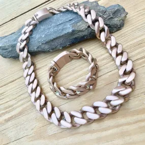 Bagger Necklace - EASY BIKER - Brushed Rose Gold -  3/4 Inch wide #1124N(Bracelet not included)