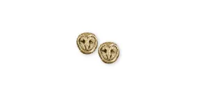 Barn Owl Earrings Jewelry 14k Gold Handmade Owl Earrings OW1XH-EG