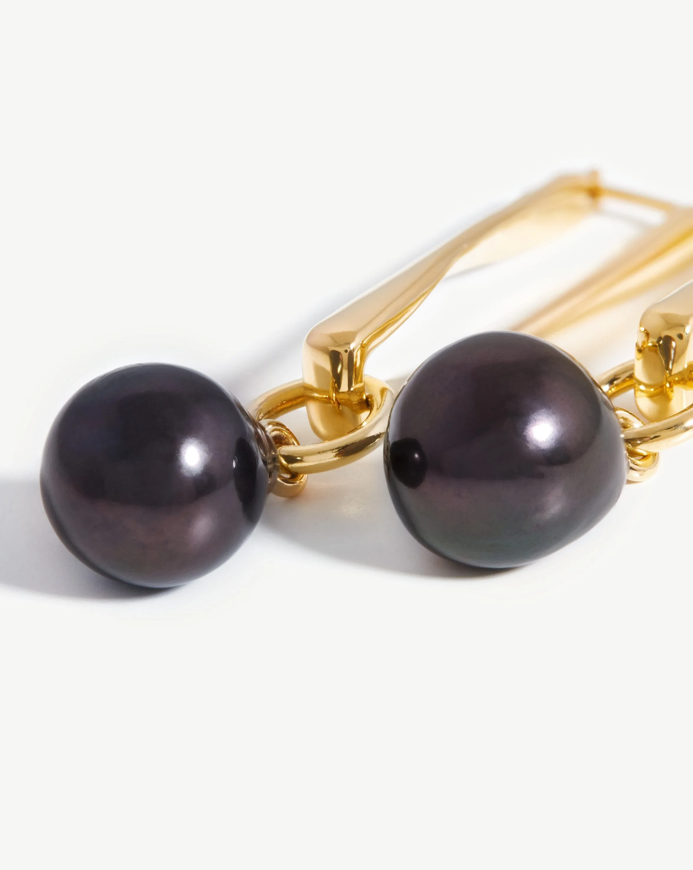 Baroque Pearl Twisted Drop Earrings | 18ct Gold Plated/Grey Pearl