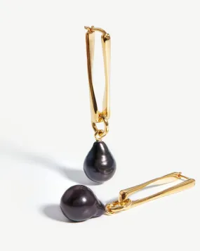 Baroque Pearl Twisted Drop Earrings | 18ct Gold Plated/Grey Pearl