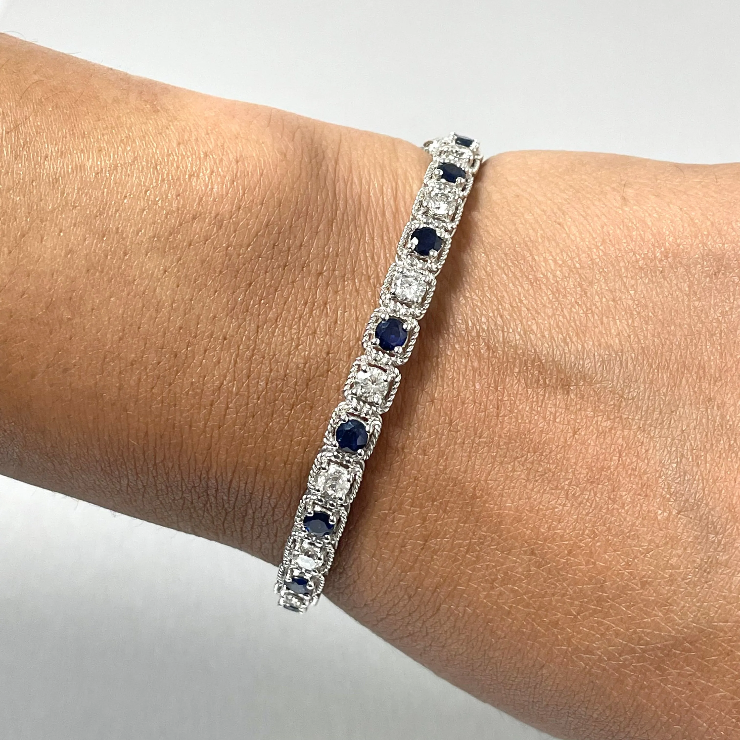 Beauvince Ice Sapphire & Diamond Bangle in White Gold