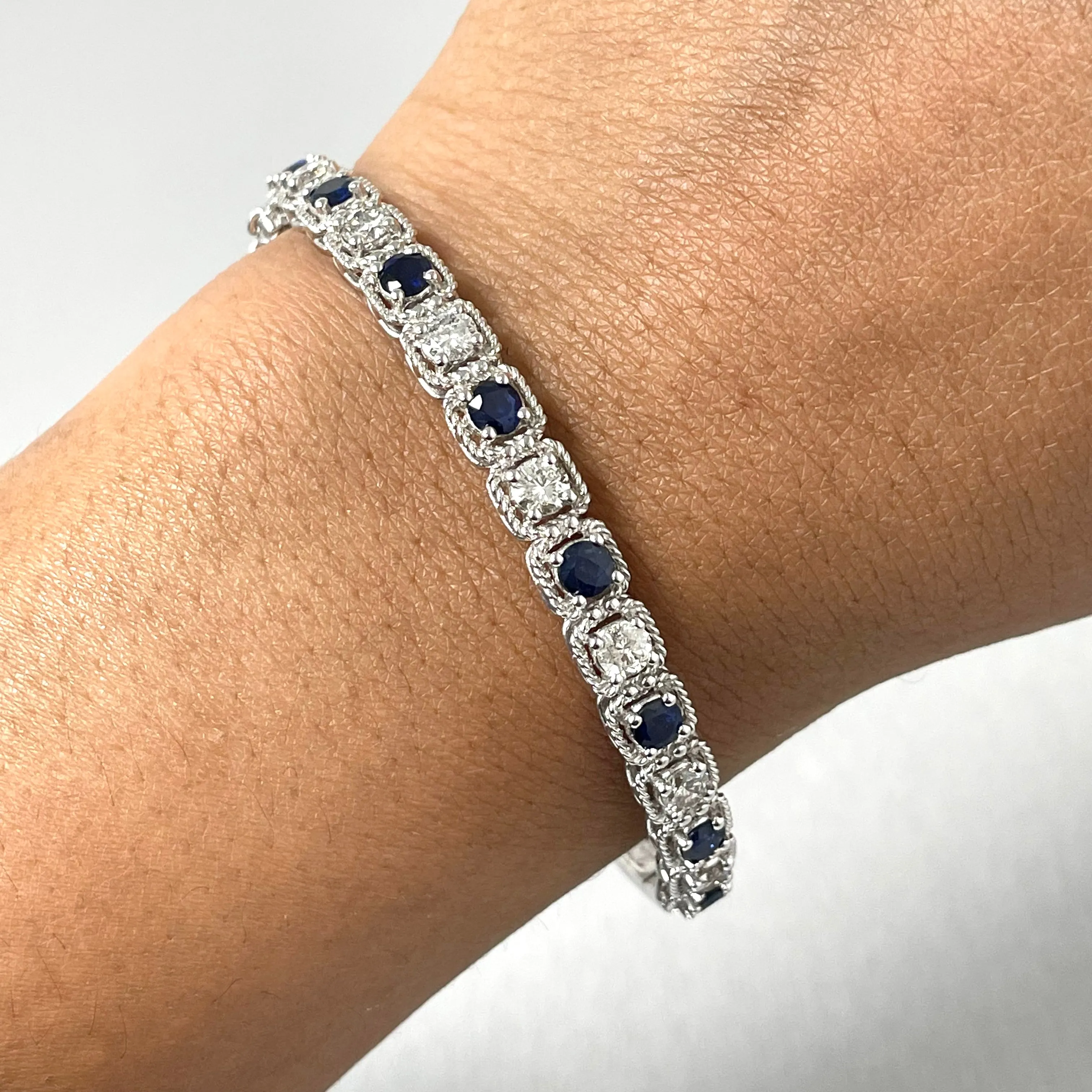 Beauvince Ice Sapphire & Diamond Bangle in White Gold