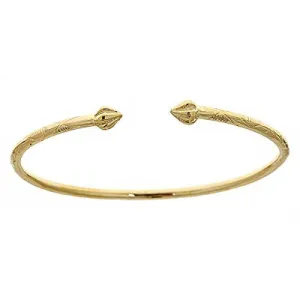 Better Jewelry 14K Yellow Gold West Indian Bangle w. Bulb Ends