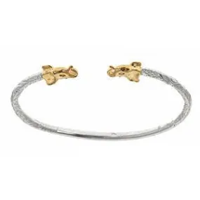 Better Jewelry Elephant .925 Sterling Silver   14K Gold Ends West Indian Bangle