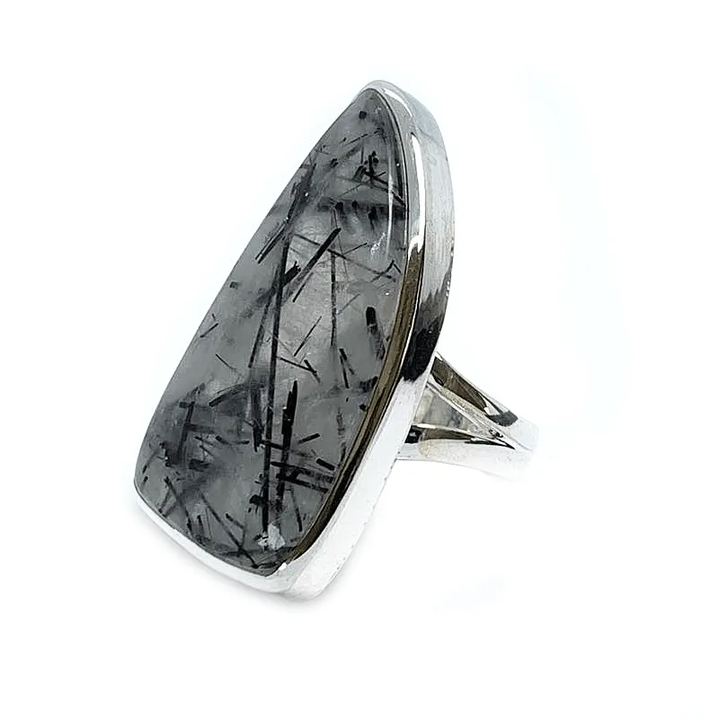 Black Rutilated Quartz Statement Ring