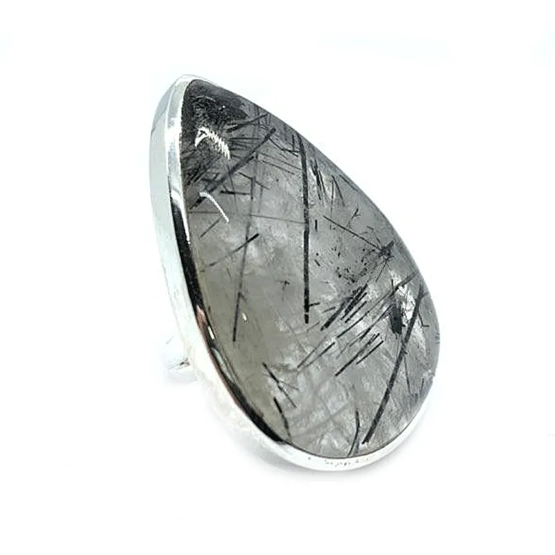 Black Rutilated Quartz Statement Ring