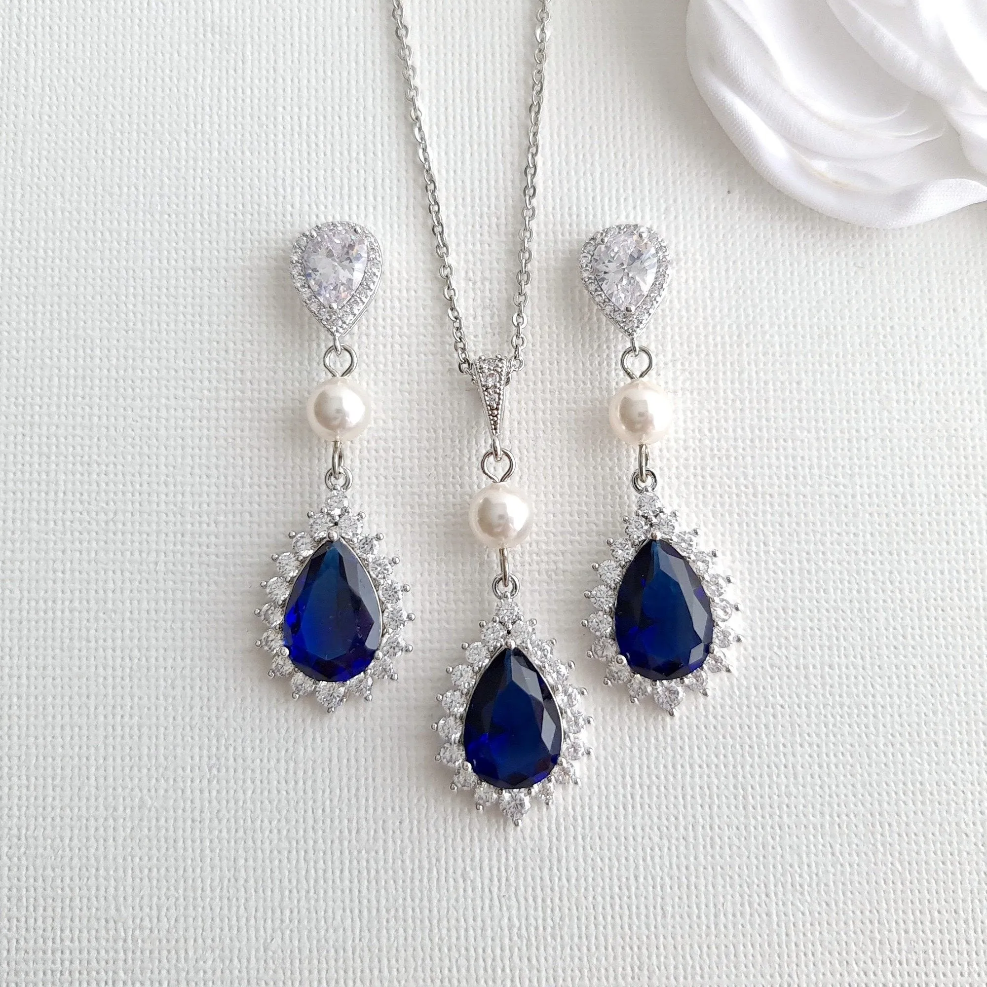 Blue Bridal Jewelry Set-Aoi