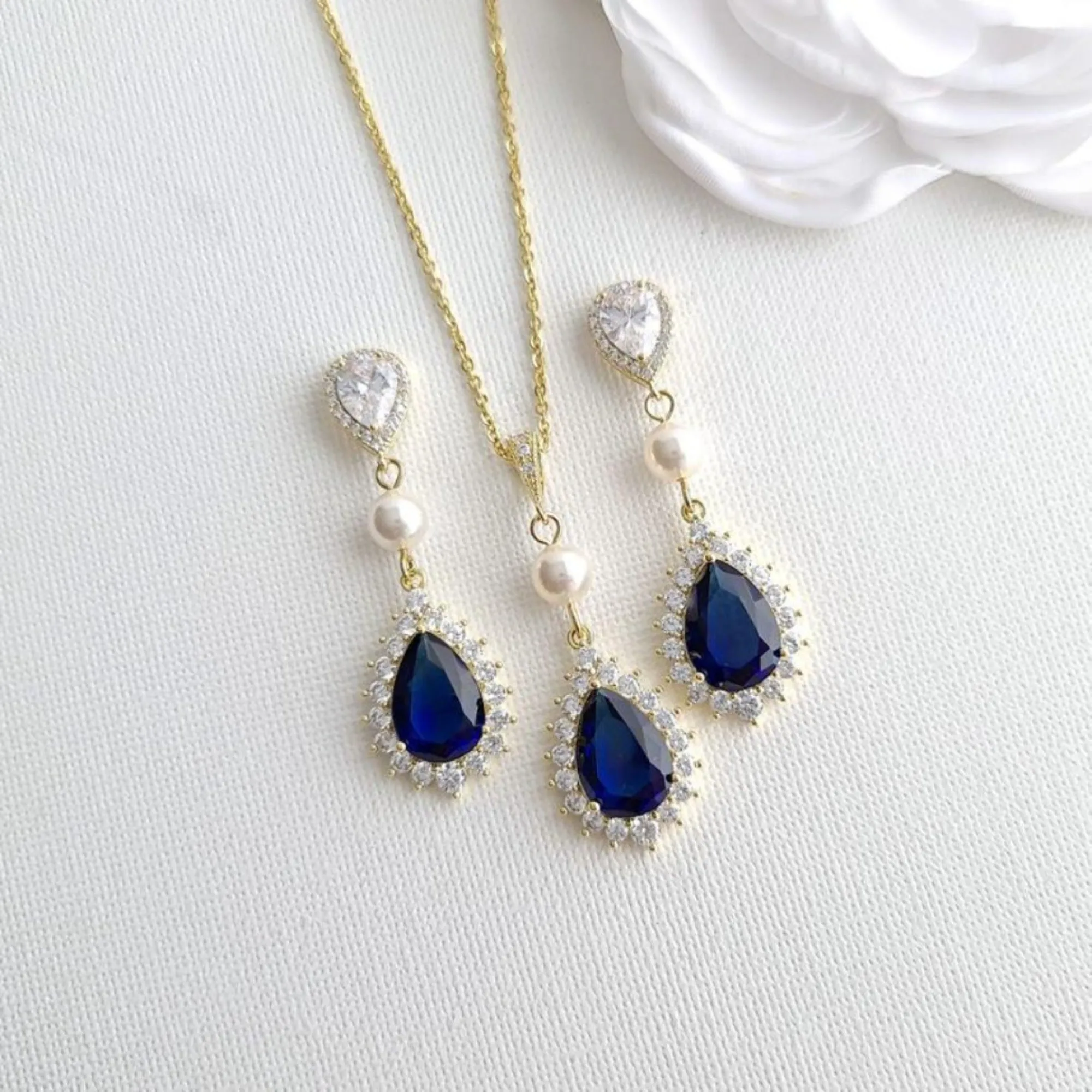 Blue Bridal Jewelry Set-Aoi