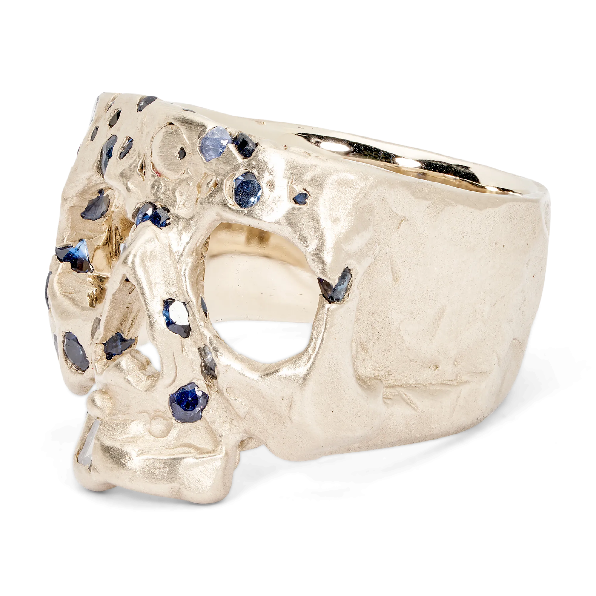 Blue Confetti Skull Ring in White - Size 6.5 - 11244