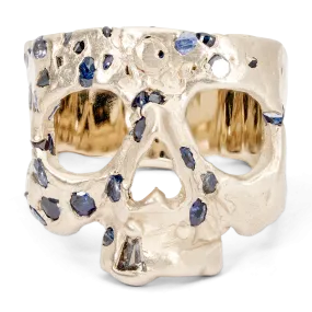 Blue Confetti Skull Ring in White - Size 6.5 - 11244