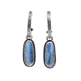 Blue Kyanite Charm Hoop Earrings