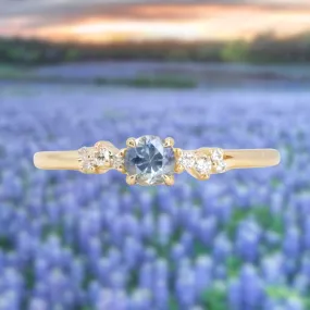 Blue Sapphire and Diamond Micro Starry Night Low Profile Solitaire in 14k Yellow Gold