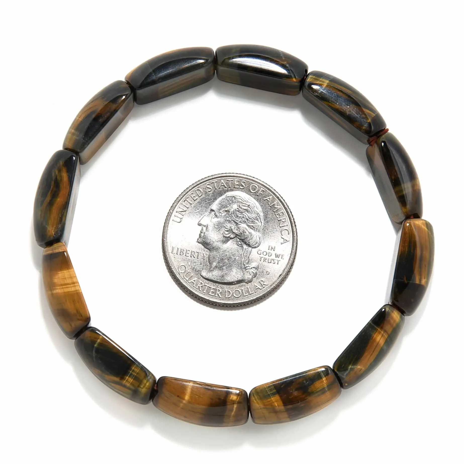 Blue Tiger Eye 11mm Beads Gemstone Elastic Bracelet