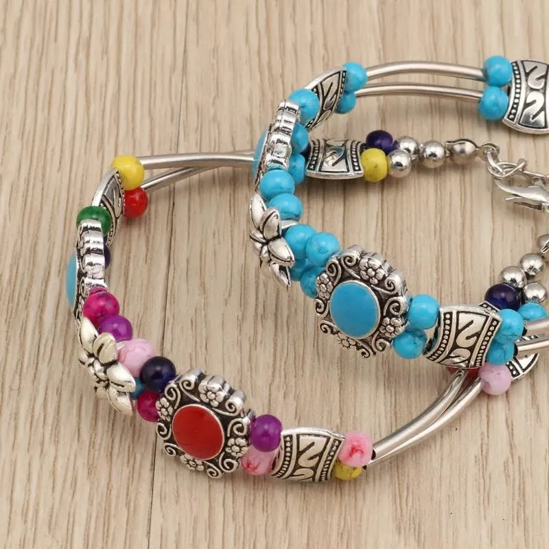 Bohemian Beaded Styled Bangle Bracelet - 2 Colors