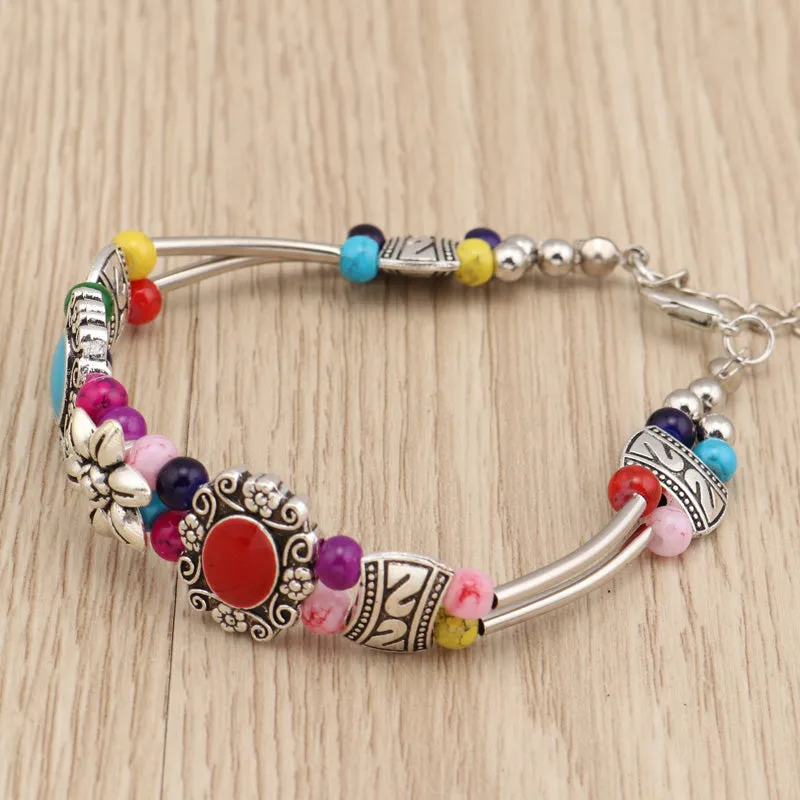 Bohemian Beaded Styled Bangle Bracelet - 2 Colors