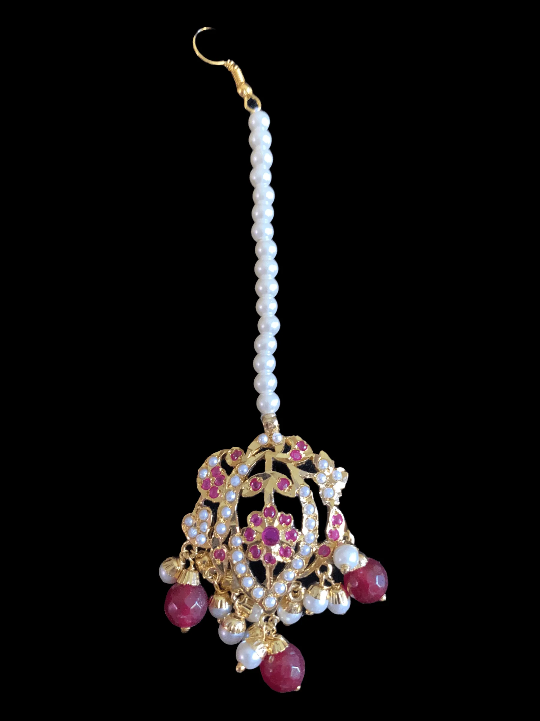 BR77 Nayaab pearl jadau necklace - ruby  ( SHIPS IN 4 WEEKS )