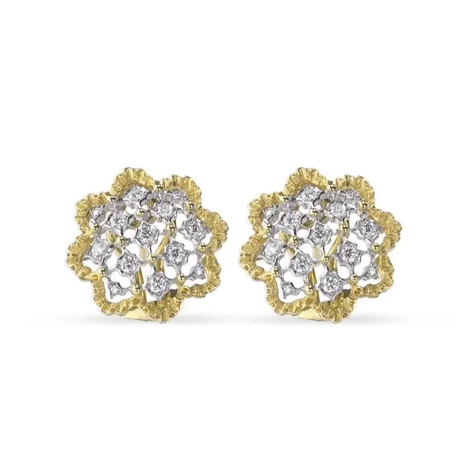 Buccellati - Rombi - Earrings with Diamonds, 18k White and Yellow Gold