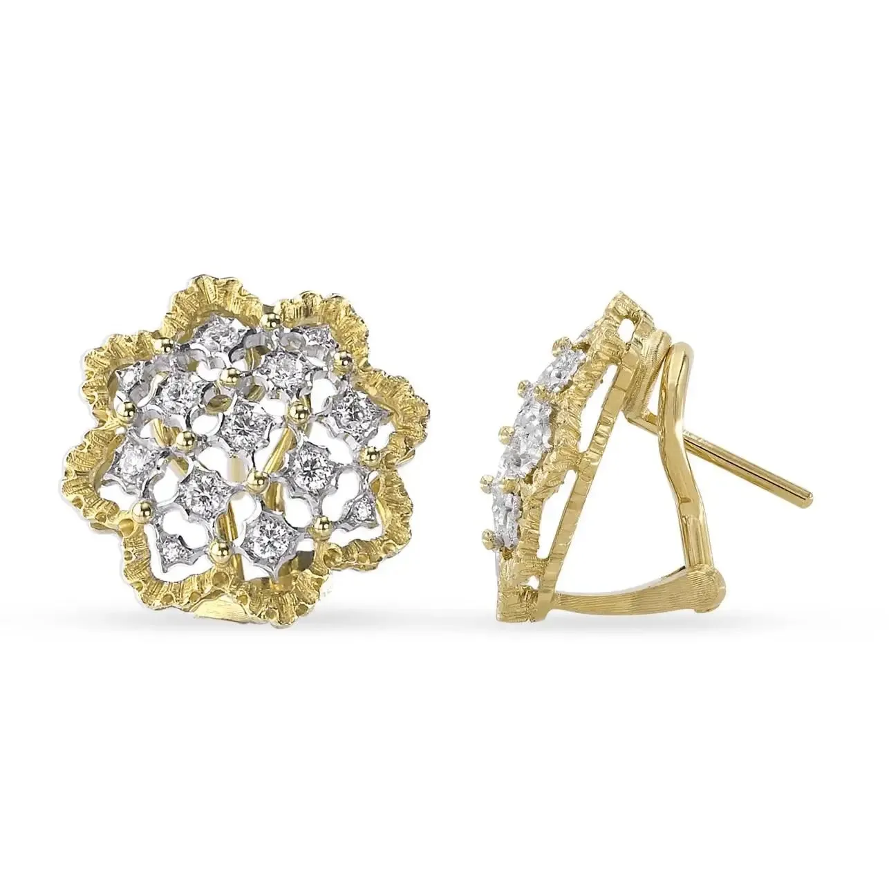 Buccellati - Rombi - Earrings with Diamonds, 18k White and Yellow Gold