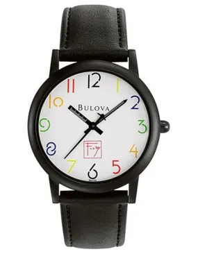 Bulova Frank Lloyd Wright Midsize Exhibition Watch with Elegant Black Leather Strap