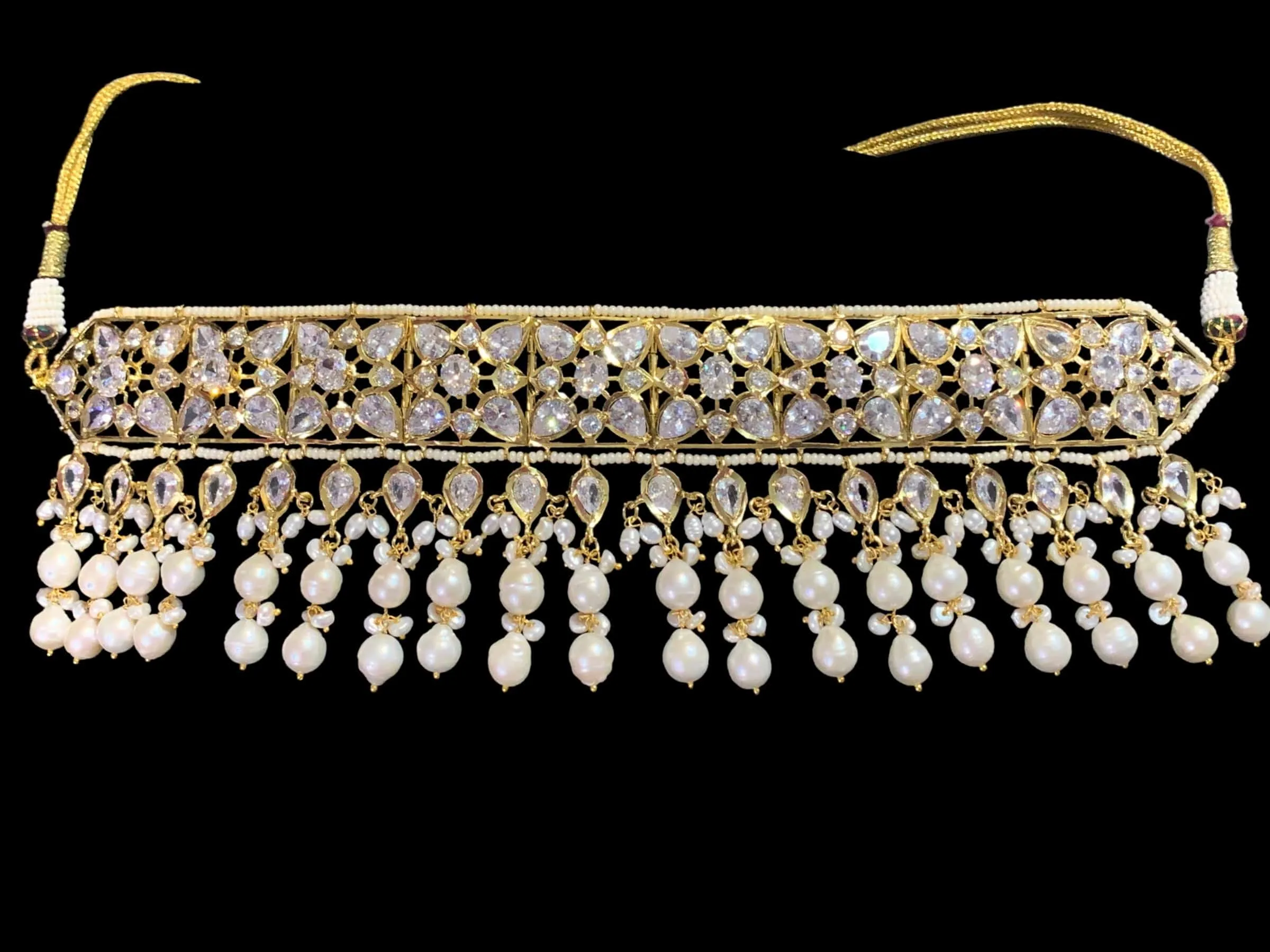 C174 Sonam jadavi lacha choker and jhumka  in fresh water pearls ( SHIPS IN 4 WEEKS)