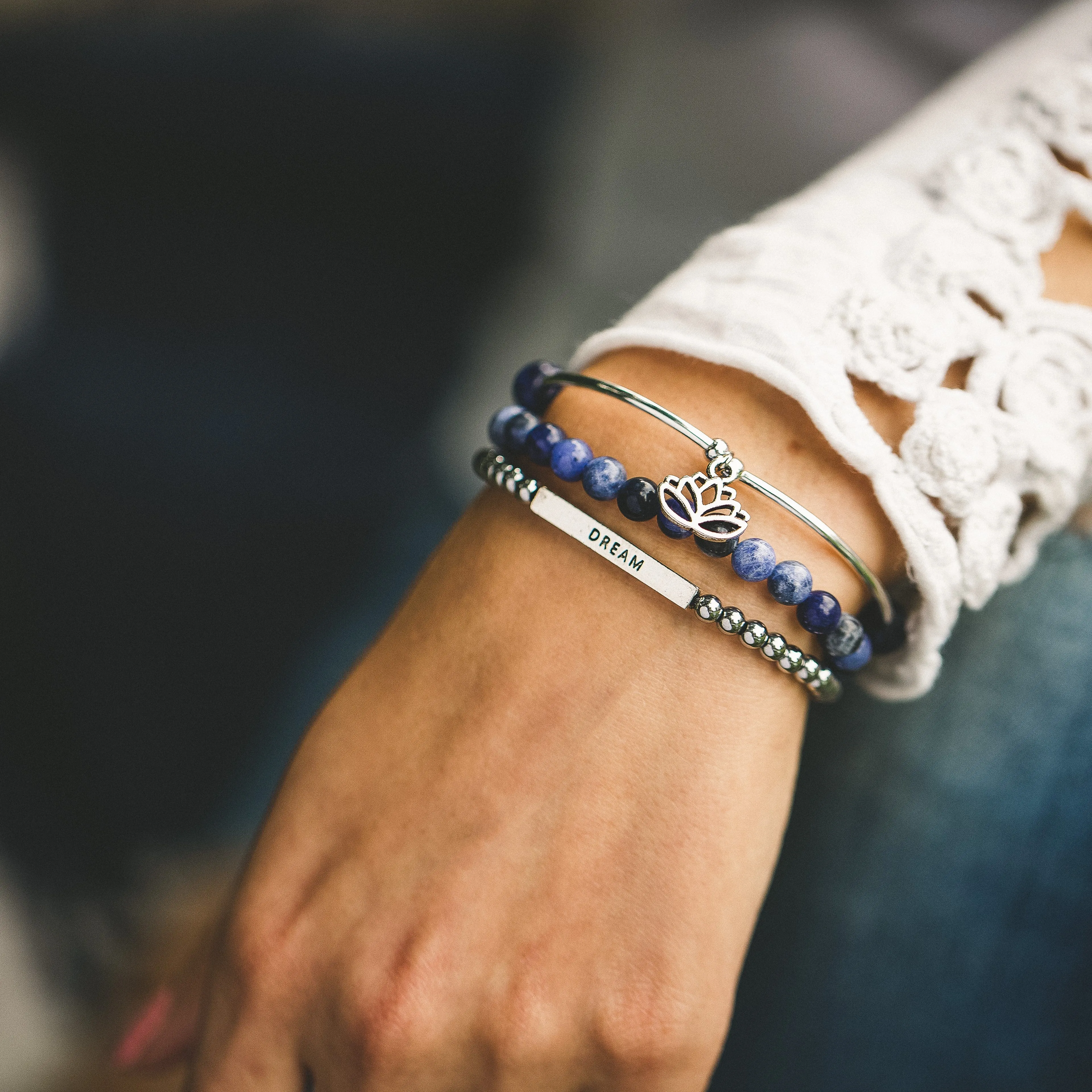 Caduceus (Medical Symbol) | Soft Bangle Charm Bracelet | Onyx