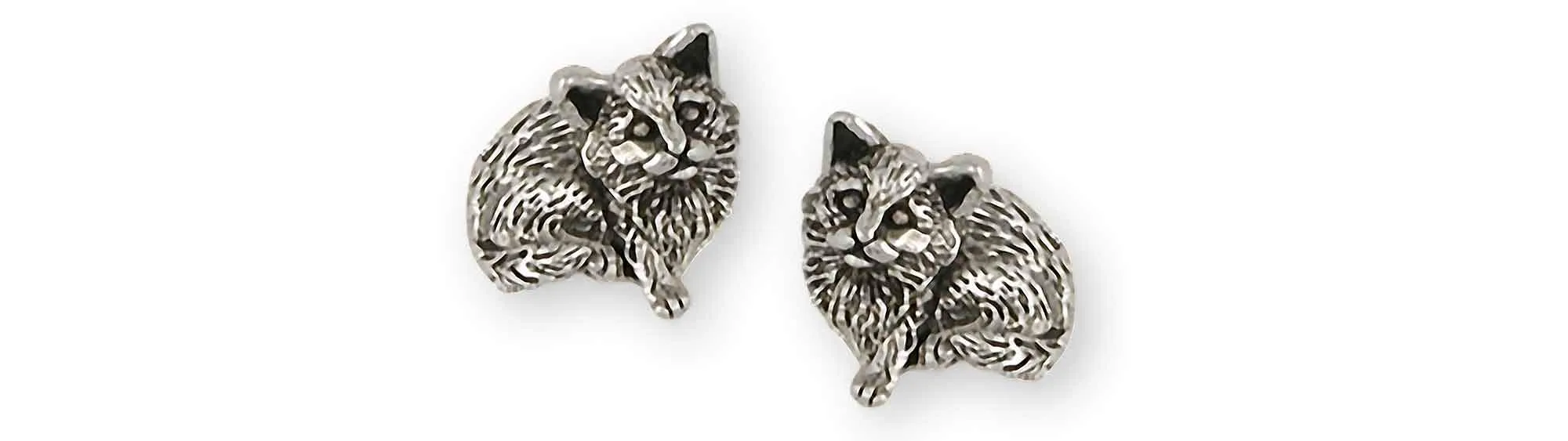 Cat Jewelry Sterling Silver Handmade Cat Earrings  MN4-E