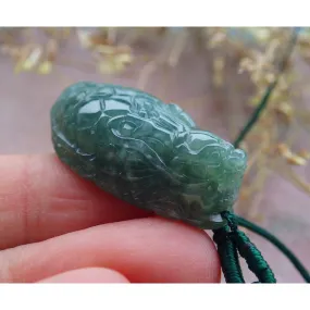 Certified A Jade Jadeite Pendant Dragon Turtle Coin 长寿龙龟 #29-1226