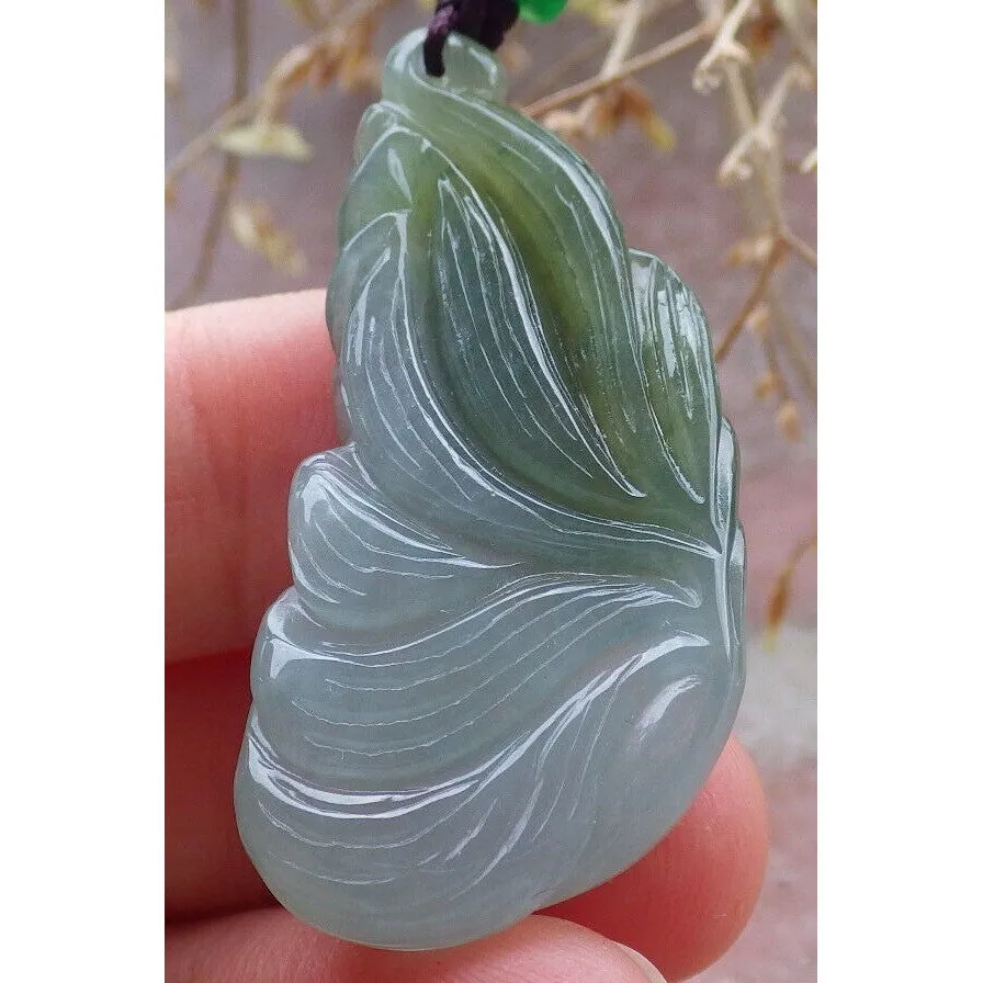 Certified Green Yellow Natural A Jade Nine Tail Fox Kitsune Pendant #609-0303