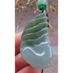 Certified Green Yellow Natural A Jade Nine Tail Fox Kitsune Pendant #609-0303